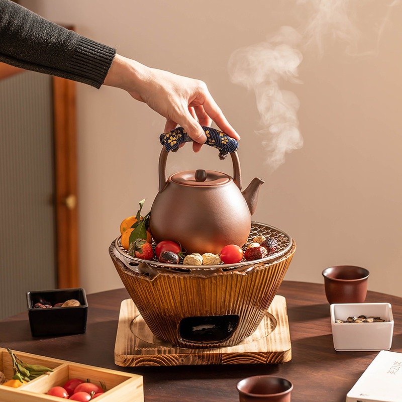 围炉炭炉煮茶家用室内烤茶罐罐茶煮茶器煮茶炉网红提梁煮茶壶套装