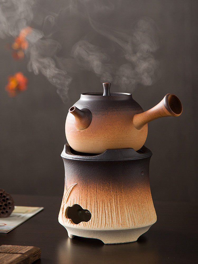 户外露营喝茶装备炭炉烧水壶泡茶陶壶酒精炉煮茶器蜡烛温茶煮茶炉