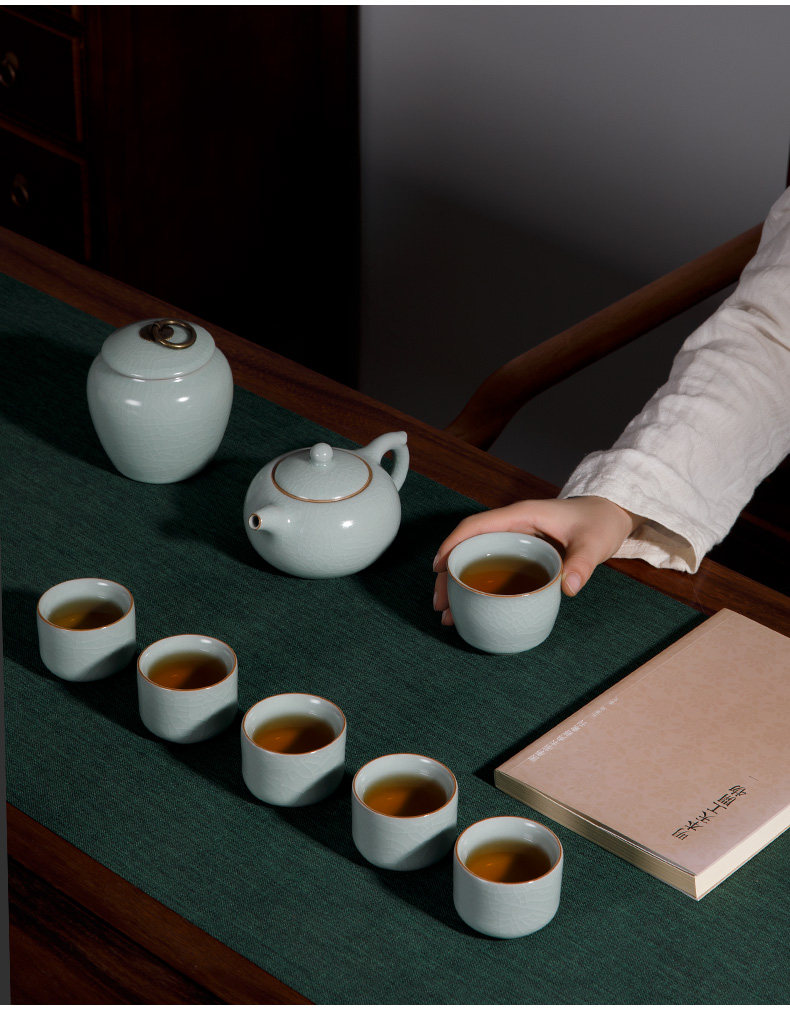 汝窑茶具套装2026新款功夫茶杯陶瓷景德镇茶壶盖碗汝瓷高档轻奢礼